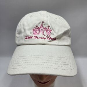 Walt Disney World Youth White Cap with Pink Embroidery Cotton Adjustable Unisex